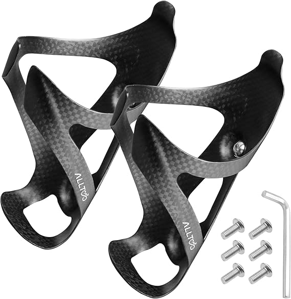 Pack of 2 ultralight carbon fiber bottle cages, matte and glossy finish, 25 g, T800 3K texture, secure fit for road and MTB (matte)