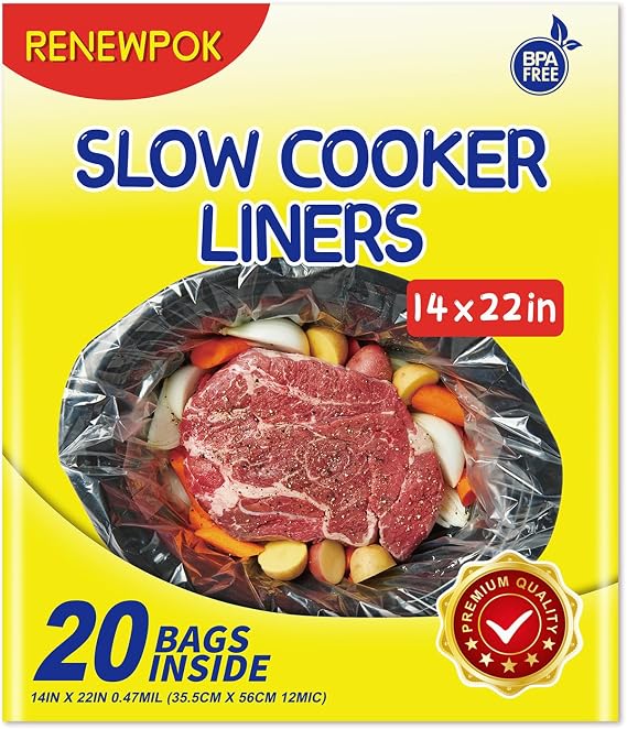 Slow Cooker Liners,6-10 Quart Cooking Bags Extra Large Size 14"x 22", Disposable Slow Cooker Bags Oval For Crock Pot (20, Extra Large(6-10 Quart))