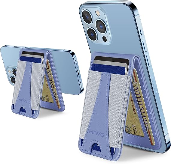 HiWe Magsafe Wallet - Magnetic Stand, Eiffel Tower Design, Open ID Window, 8 Card Holder, Vegan Leather, Purple