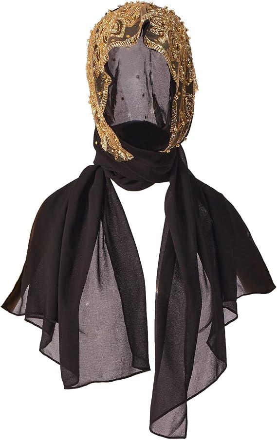 zhxinashu Muslim Islam Hijabs Arab Women Lace Beads Headscarf