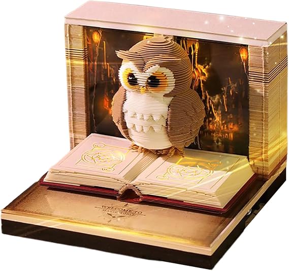 3D Calendar Memo Pad 2026 Owl-Shaped Carving Art Notepad