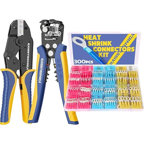 haisstronica 300PCS Heat Shrink Wire Connectors + Wire Stripper and Crimping Tool