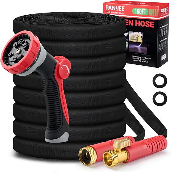 Panyee Upgraded 100FT Non-Expanding Garden Hose, Lightweight, Flexible Ultra-Light Water Hose, Burst-Resistant, Lead-Free, Anti-Kink, High-Pressure