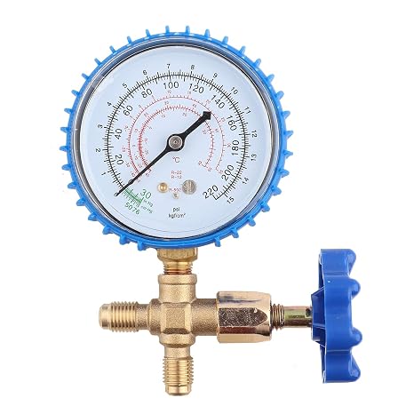 Air Conditioning Refrigerant Recharge Pressure Gauge Manometer for R410A R22 R134a R404a, Dual - Port HVAC Manifold Gauge with Sealed Design and Clear Dial for Accurate Freon Charg