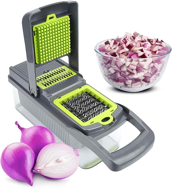 Vegetable Chopper, Onion Chopper, Mandolin,Pro 12 in 1professional food Chopper Multifunctional Vegetable Chopper and, Dicing Machine, Vegetable Cutter With Container