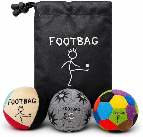3 PC Hacky Footbags Set, 2.7oz Synthetic Suede Adult-Sized Sacks