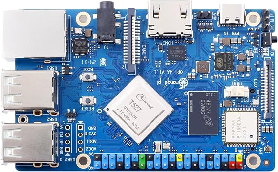 Orange Pi 4A 2GB/4GB Allwinner T527 with RISC-V Coprocessor Single Board Computer with eMMC Socket, Support WiFi 5/BT5.0, Development Board Run Ubuntu/Debian/Android 13 (4GB)