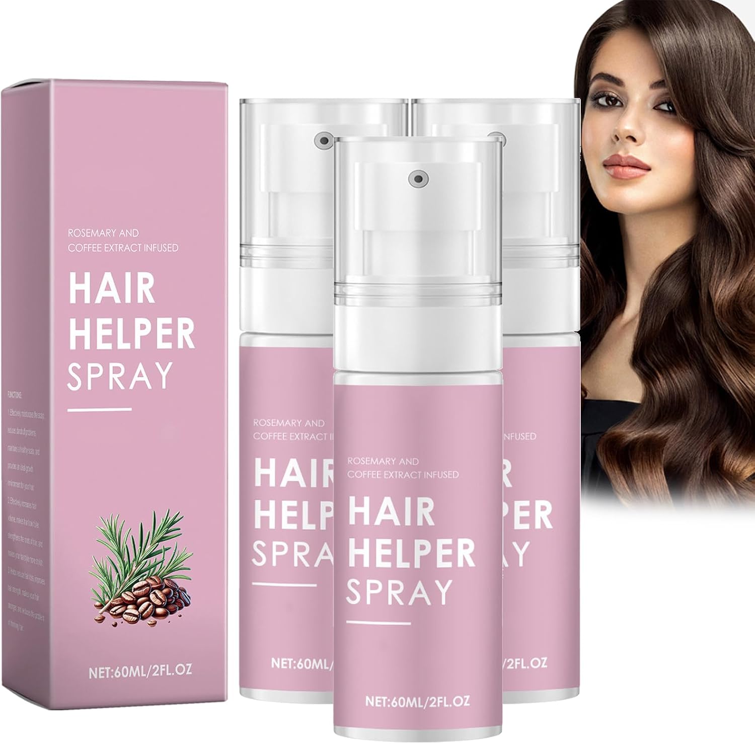 Hair Helper Spray, Hair Serum with Biotin & Castor Oil, Caffeine Infused Hair Treatment for Thicker, Fuller Hair - Repair Thinning Hair Naturally - Vegan, Cruelty-Free Formula For Thick Hair (3pcs)
