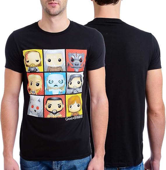 HBO'S Game of Thrones Men's Funko Character Boxes T-Shirt, Black,Large