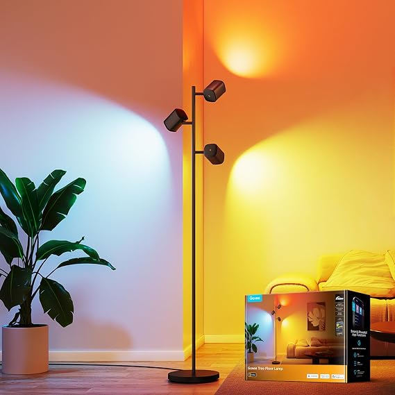Govee Tree Floor Lamp with 3 Rotatable Lights, Compatible with Matter