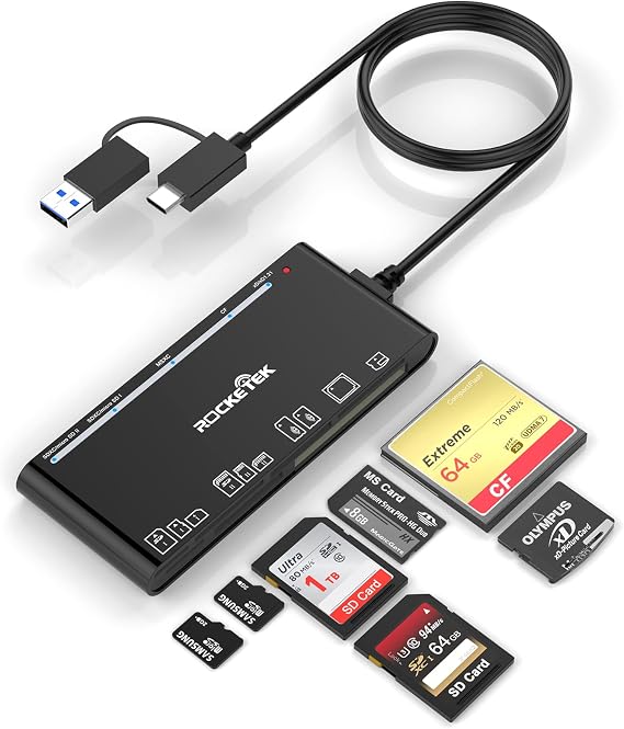 Memory Card Reader (2024 Latest Stable High Speed Chip Release), 7 in2 Type-C/USB to SD/TF (Micro SD)/MS/CF/XD Card Reader Adapter, Memory Card Reader, OTG Compatible, High Speed Transfer, Compatible