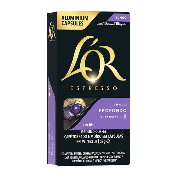 L'OR Espresso Capsules, Medium Roast, Profondo Lungo, 10 Capsules