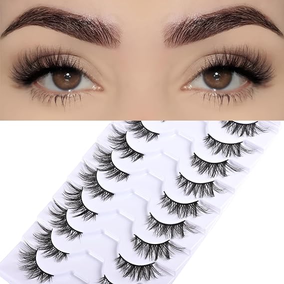 Half Lashes Short False Eyelashes Wispy Lash Strips Cat Eye Lashes Natural Look Fake Eyelashes Strip Eye Lash Pack 10 Pairs 8-15mm Pestanas