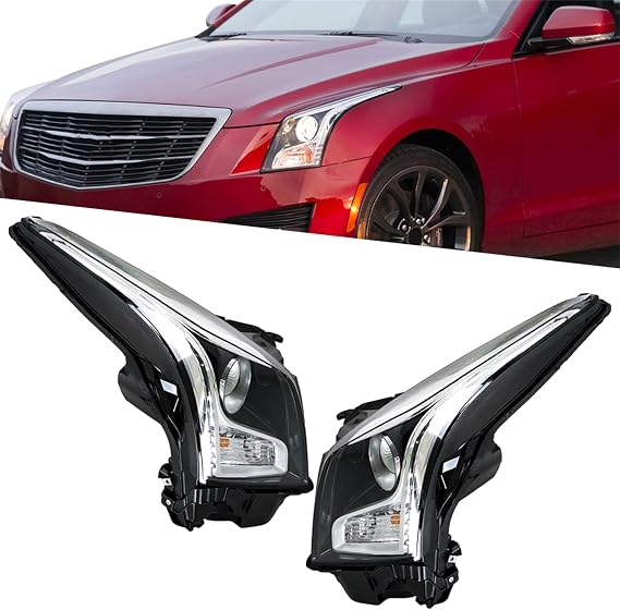 Headlight Headlamp Assembly Halogen Driver and Passenger Side Replacement for ATS 2013 2014 2015 2016 2017 2018 Replacement for GM2502384 GM2503384 Left LH Right RH