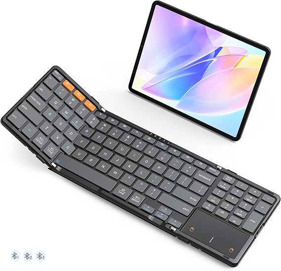 MEETION Foldable Keyboard with Touchpad, Bluetooth Keyboard, Numeric Keypad