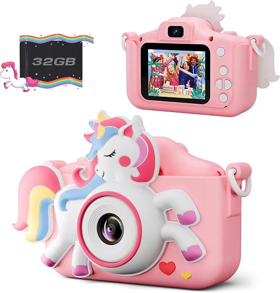 Kids Camera for 3-12-Year-Old Girls, Digital Camera with 32GB SD Card