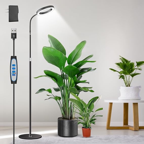 Aumtrly Grow Lights for Indoor Plants, 68 inches Floor Standing LED Grow Lamp Full Spectrum for Growing Large Tall Plants, Black Indoor Plant Light with 6/12/16H Timer, 5 Dimmable, 3 Modes [Energy Class F]