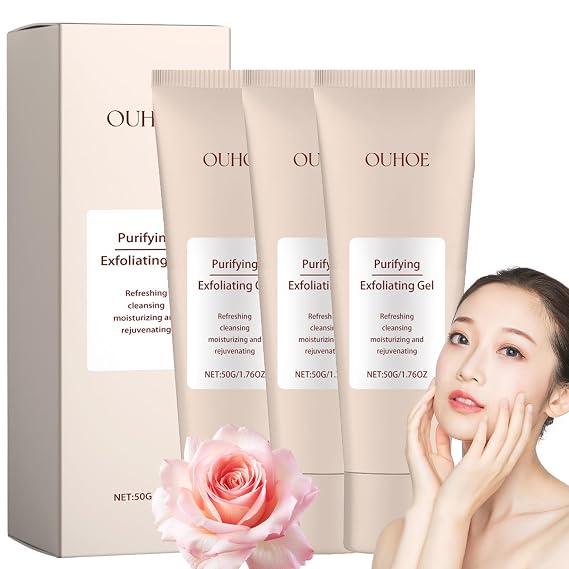 Purifying Exfoliating Gel, New Ouhoe Purifying Exfoliating Moisturizing Gel, Moisturizing, Gentle, Non-Greasy, Cleansing Peeling Cream, Cleans Dirt & Oils for the Whole Body (3pc, 1.76oz)