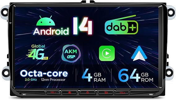 XTRONS 9" Android 14 DAB+ Car Stereo Upgrade for VW Golf T5/MK6/Caddy/Skoda