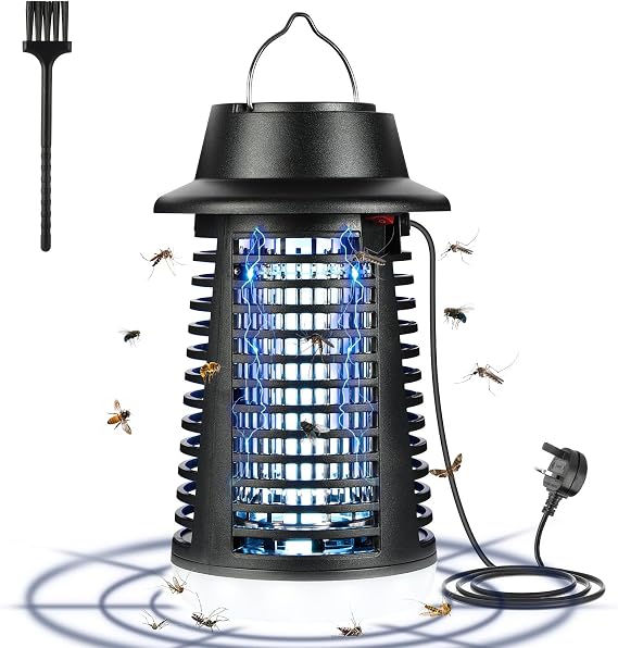 AOOWU Bug Zapper, 4200V Insect Pest Fly Killer, LED 2 IN 1 UV Electric Fly Killer, Electric Mosquito Zapper for Indoor & Outdoor 15W, Portable Silent Mosquito Killer Lamp, Flying Insect Control Lamp