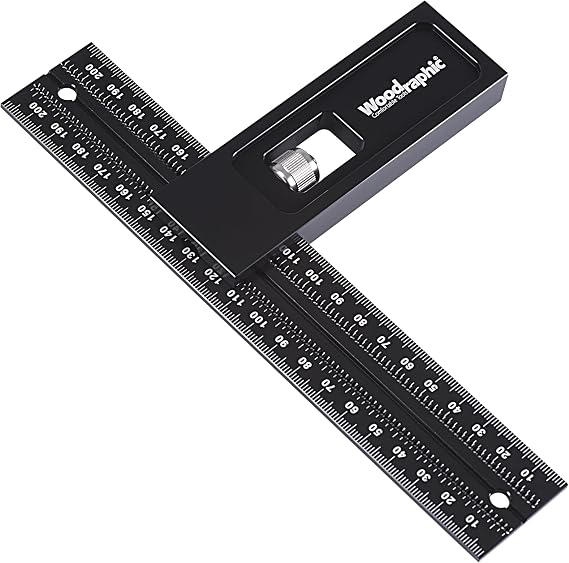 200mm Right Square CNC Machined Metric Layout and Measuring Tool for Framing, Cabinet Panels, and Joinery Aluminum 90 Degree Square for Woodworking