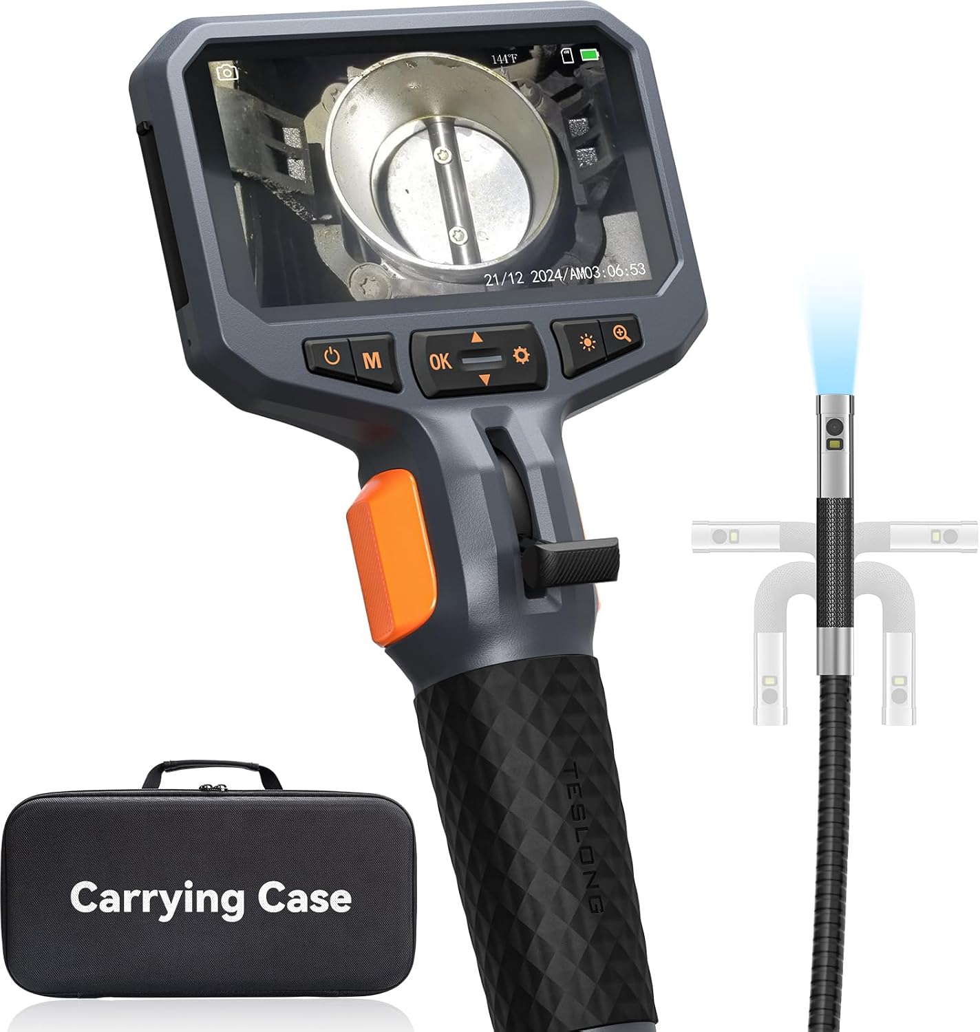 Teslong Advanced Movable Fiber Scope, 4.5 Inch IPS LCD Monitor Endoscope Camera, 1080P Megapixels, Industrial Endoscope, 32G SD Card, Digital Endoscope, High Intensity LED Light, Flashlight, Inspection Camera, Industrial Scope Camera, Automotive, Precision Machinery, Plumbing, Drainage, Home Building, End Cleaning Inspection Inspection Inspection, Japanese Language Compatible