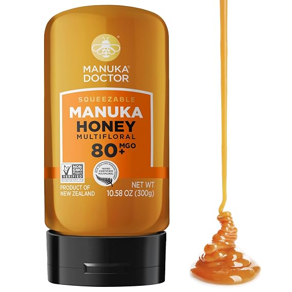 Manuka Doctor - MGO 80+ Squeezy Manuka Honey Multifloral, 100% Pure New Zealand Honey. Certified. Raw. Non-GMO (10.58 oz)
