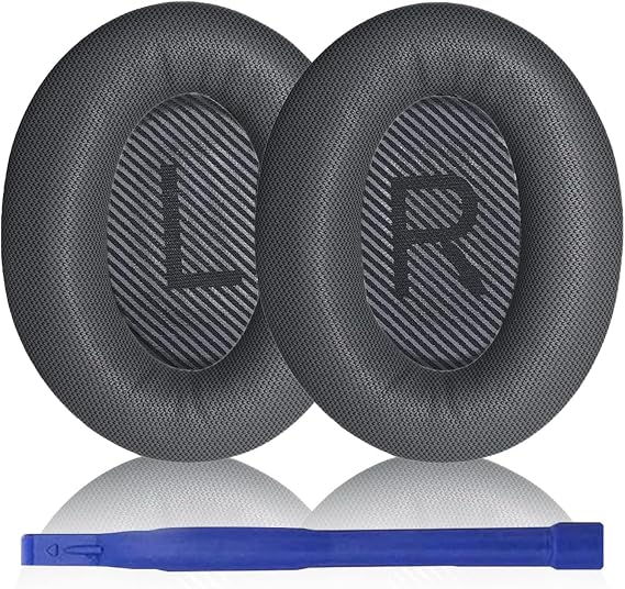 Aiivioll QC45 Replacement Ear Pads Cushions Earpads for Bose QC45 Wireless Headphones Softer Leather High-Density Noise Cancelling Foam,Earpads Repair Part(Dark Gray+Black)