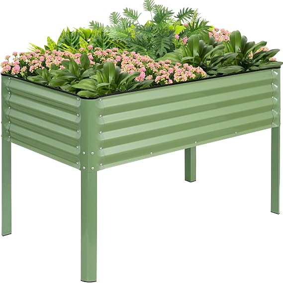 G GOOD GAIN Elevated Raised Garden Bed Kit Outdoor with Leg, 2x4ft, Green