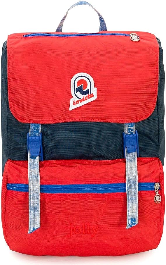 Invicta Jolly Vintage Practical Travel Backpack, red/blue, One Size, Casual Backpack
