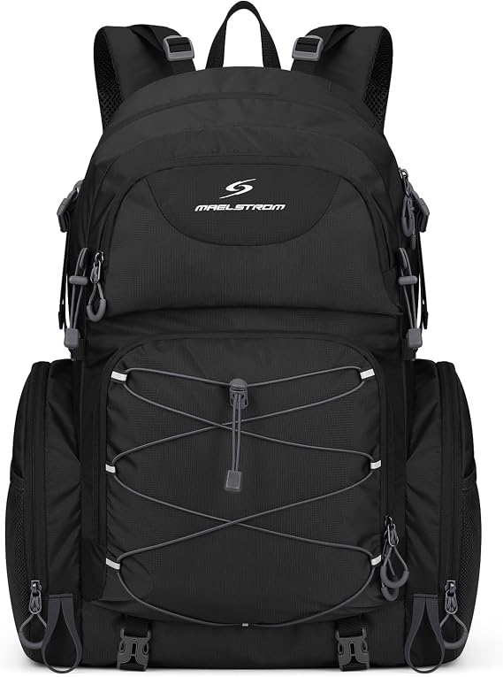 Maelstrom 40L Waterproof Hiking Backpack, Lightweight Travel Daypack | Rain Cover,Hydration-Ready, Tripod Straps, Load Compression, Survival Whistle, Perfect For Men, Women,Camping,Travel