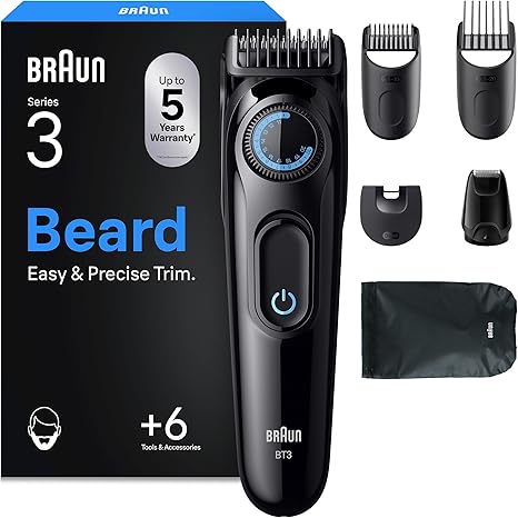 Braun Barttrimmer Series 3 Bartschneider Herren BT3565 Schwarz Kabelloser Bart Rasierer mit Ultrascharfer Klinge Trimmer mit 50 Min. Akku Bartrasierer Inkl. 6 Zubehörteile Und Tasche Kabelloser Bart Rasierer mit Ultrascharfer Klinge Trimmer mit 50 Min. Akku Bartrasierer Inkl. 6 Zubehörteile Und Tasche