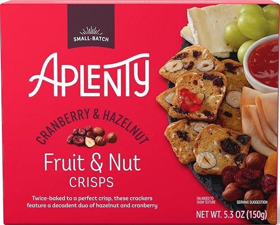 Amazon Brand, Aplenty Fruit & Nut Crisps, Cranberry & Hazelnut, 5.3 Oz