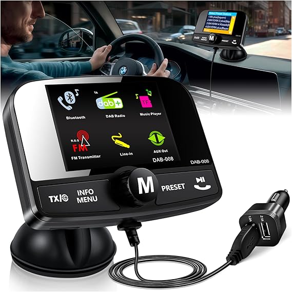 DAB Adaptor for Car Radio DAB Adaptor Stereo System with 6.1 cm Colourful