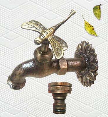 Brass Dragonfly Garden Outdoor Faucet - With a Brass Connecter
