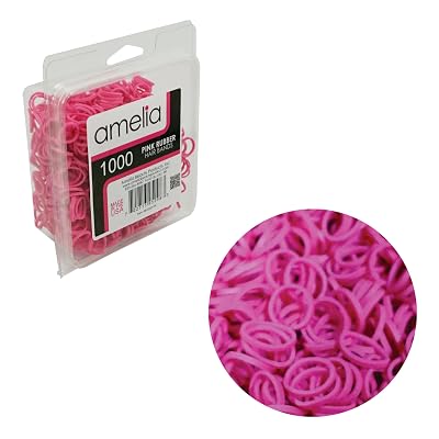 Amelia Beauty | 1000, 12, Pink Rubber Hair Ties | US Made Rubber Bands | Ideal for Ponytails, Braids & Beards | Strong All Day Hold