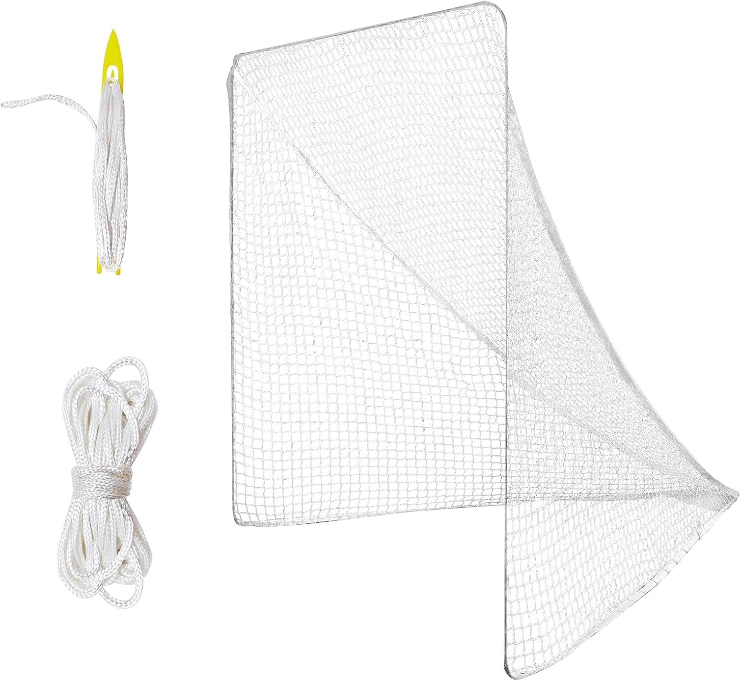 4mm Heavy Duty 6’X6’X7’Lacrosse Net with 2x49ft Lacrosse Goal Net Lacing Rope and 1xrandom Color Installation Tool Lacrosse Net Replacement for Lacrosse Practice or Competition of Backyard, Playground