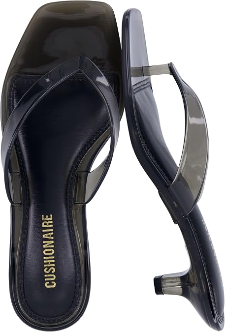CUSHIONAIRE Riot Jelly Thong Kitten Heels for Women