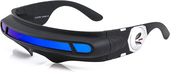 FLAWLESS EYEWEAR Futuristic Space Alien Costume Party Cyclops Shield Colored Mirror Mono Lens Wrap Sunglasses 147mm