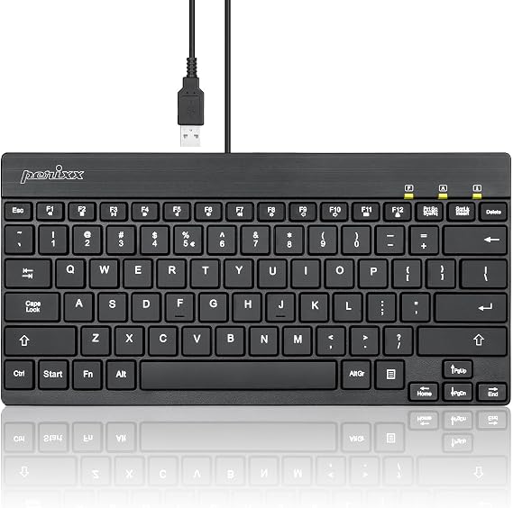 Perixx PERIBOARD-326 Wired Mini Backlit USB Keyboard with Low Profile Keys, US English Layout (11607)