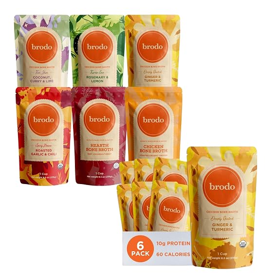 Brodo Broth Bundle with Variety Pack and Deeply Rooted Chicken Broth, 8.3 oz (12 Cups Total)