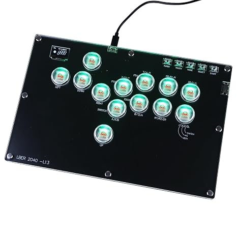 Arcade Stick Leverless Controller L13, All-Button Controller Street Fight with Custom RGB & Turbo, Arcade Stick Street Fight for PC/PS3/PS4/Steam/Switch Game Keyboard-Supports Hot Swap & SOCD(Black)