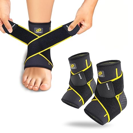 Bracoo 2 Pack Ankle Brace Compression Sleeve for Women & Men