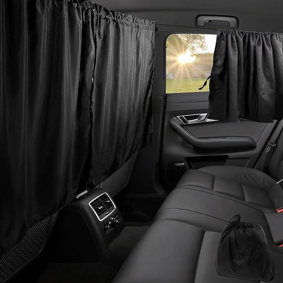 4 PCS Universal Vehicle Windows Sunshade,Car Divider Privacy Curtains, Car Sun Shades for Cars Front Rear Side Windows, Removable Partition Curtains Car Accessories for Travel Camping Nap Sleeping