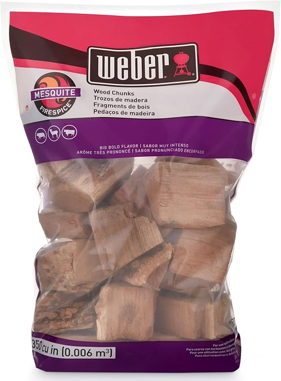 Weber Mesquite Wood Chunks, Outdoor Cooking Fuel, 4 lb