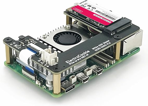 ElectroCookie PCIe to M.2 NVMe SSD HAT Board for Raspberry Pi 5 Supports Key-M 2230 & 2242 SSD Sizes (ECR5_SSDS)