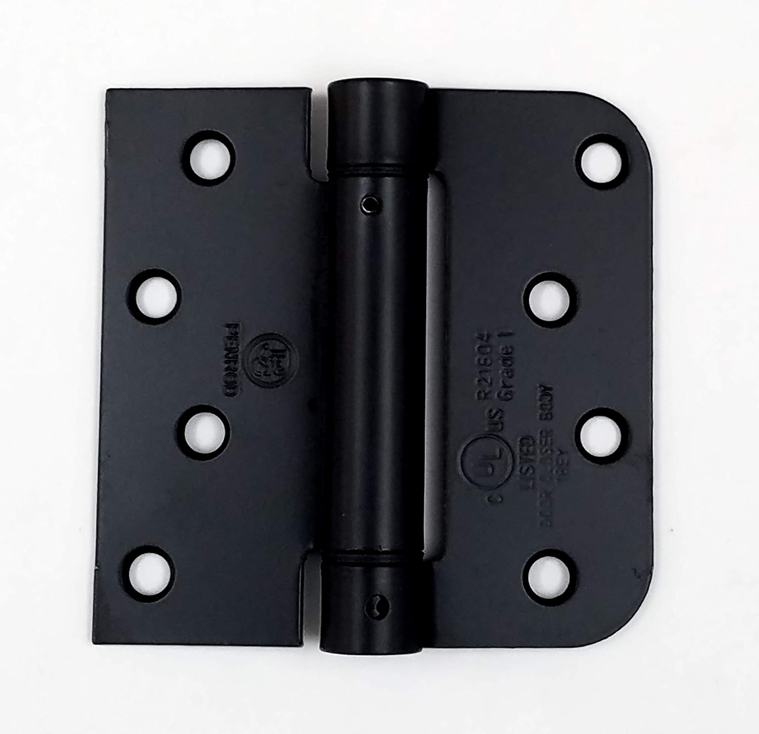Spring Hinges 4 Inch with 58 Inch Square Corner, Self Closing Adjustable, Flat Black, 2 Pack