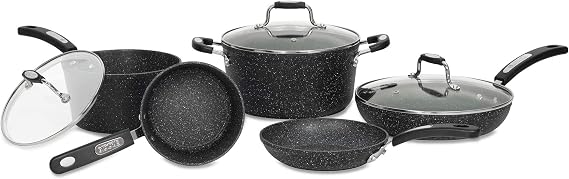Starfrit The Rock 8-Piece Non-Stick Cookware Set, Forged Aluminum