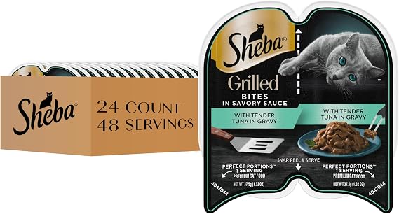 Sheba Perfect Portions Grilled Bites Wet Cat Food, Tuna, 2.6 oz, 24 ct