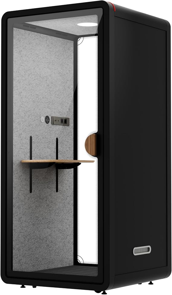 SANODESK Office Pod Phone Booth, Soundproof Enclosure for Private Calls and Meetings (Black,Solo)